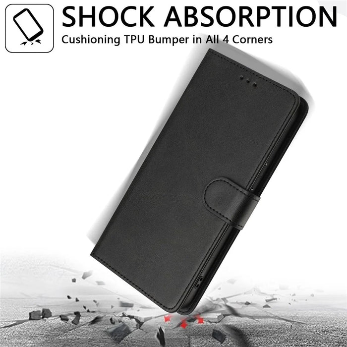 For Samsung Galaxy A16 5G / A16 4G Case RFID Blocking Wallet Leather Phone Cover with Strap - Black - 6