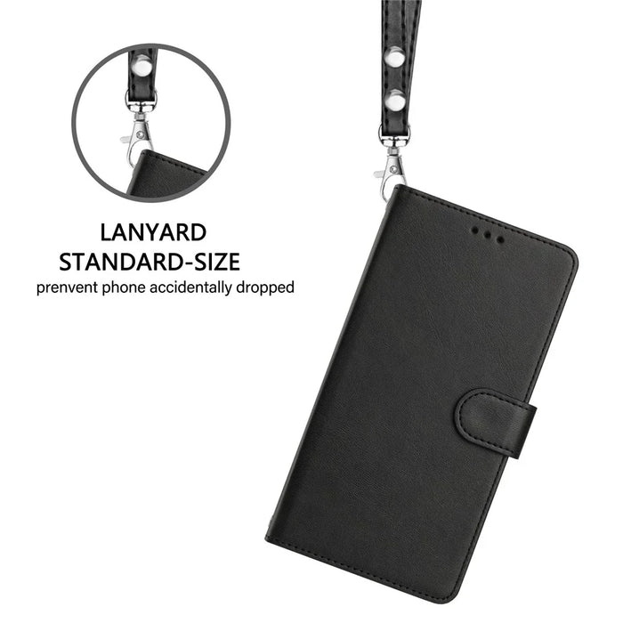 For Samsung Galaxy A16 5G / A16 4G Case RFID Blocking Wallet Leather Phone Cover with Strap - Black - 7