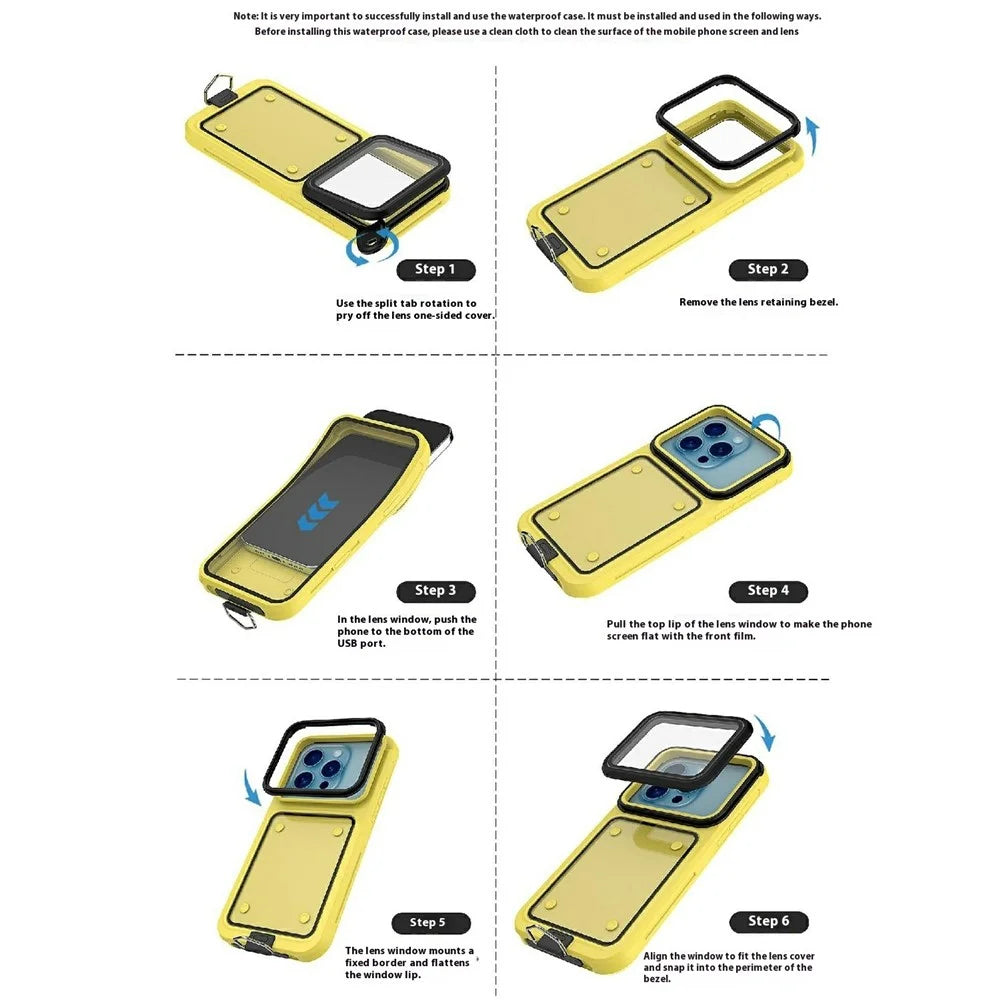 IP68 Waterproof Case for 6.5-6.9 Inch Phones Air Bag Shockproof Underwater Phone Cover - Black - 7