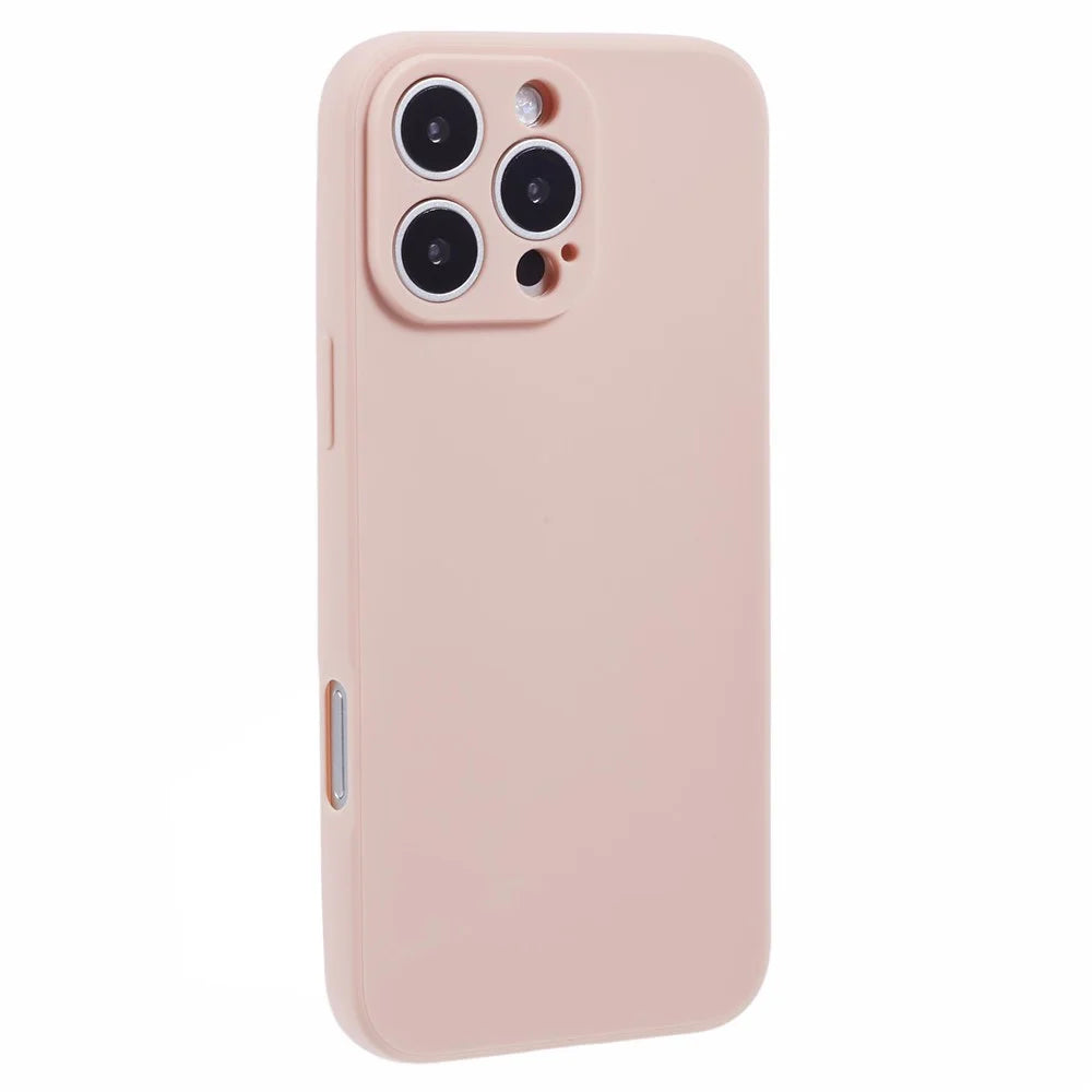 For iPhone 16 Pro Case Precise Cut-Outs Straight Edge TPU Shockproof Phone Cover - Pink - 1