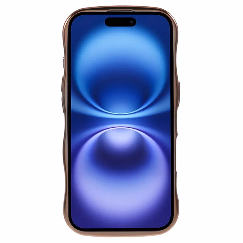 For iPhone 16 Magnetic Case Electroplating Curly Frame TPU Phone Cover Large Window - Black - 2