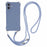For iPhone 16 Case Four Corner Anti Drop TPU Phone Cover with 150cm Hanging Rope - Blue - 1