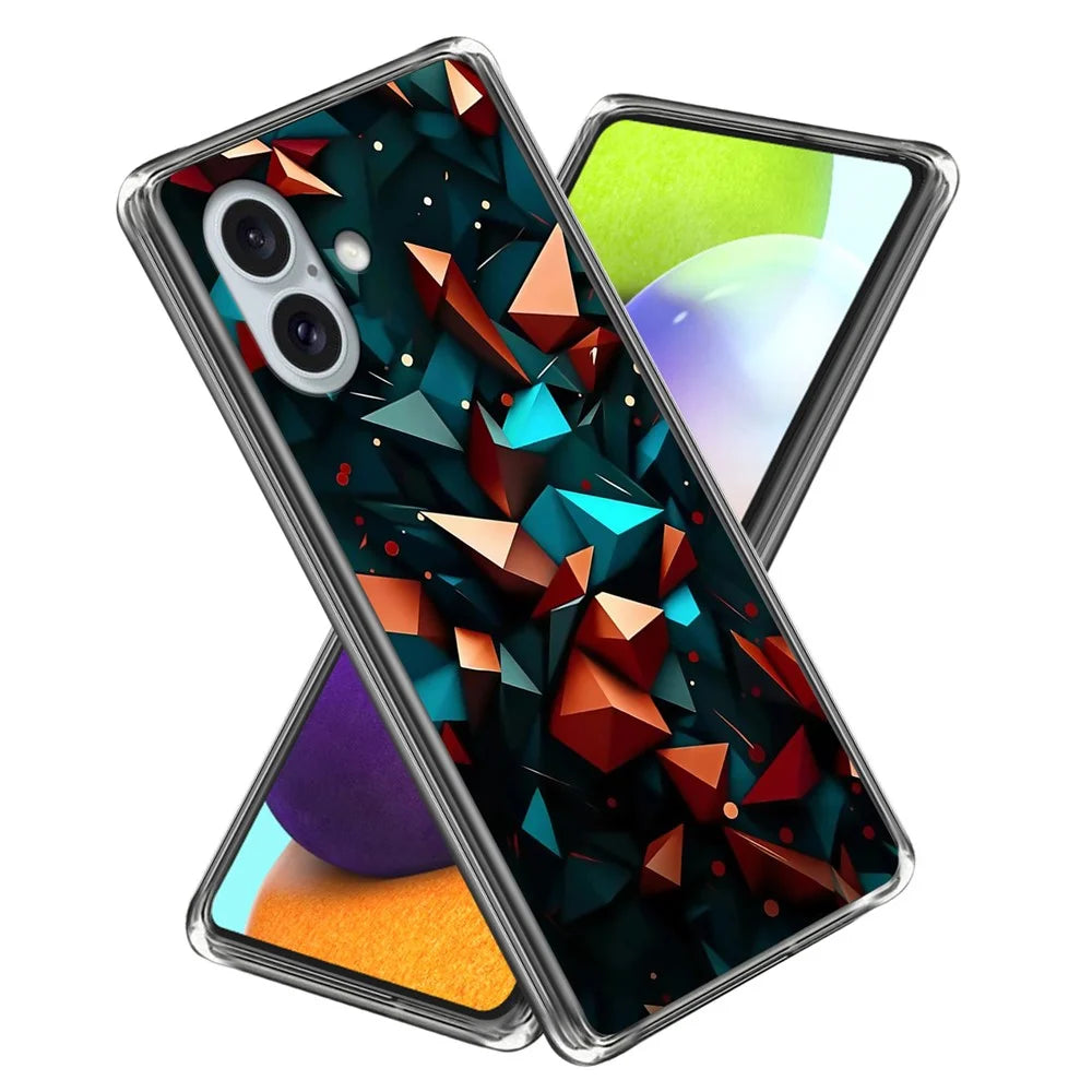 For iPhone 16 Case Shock-Absorbent TPU Pattern Printed Phone Cover - Style A - 1