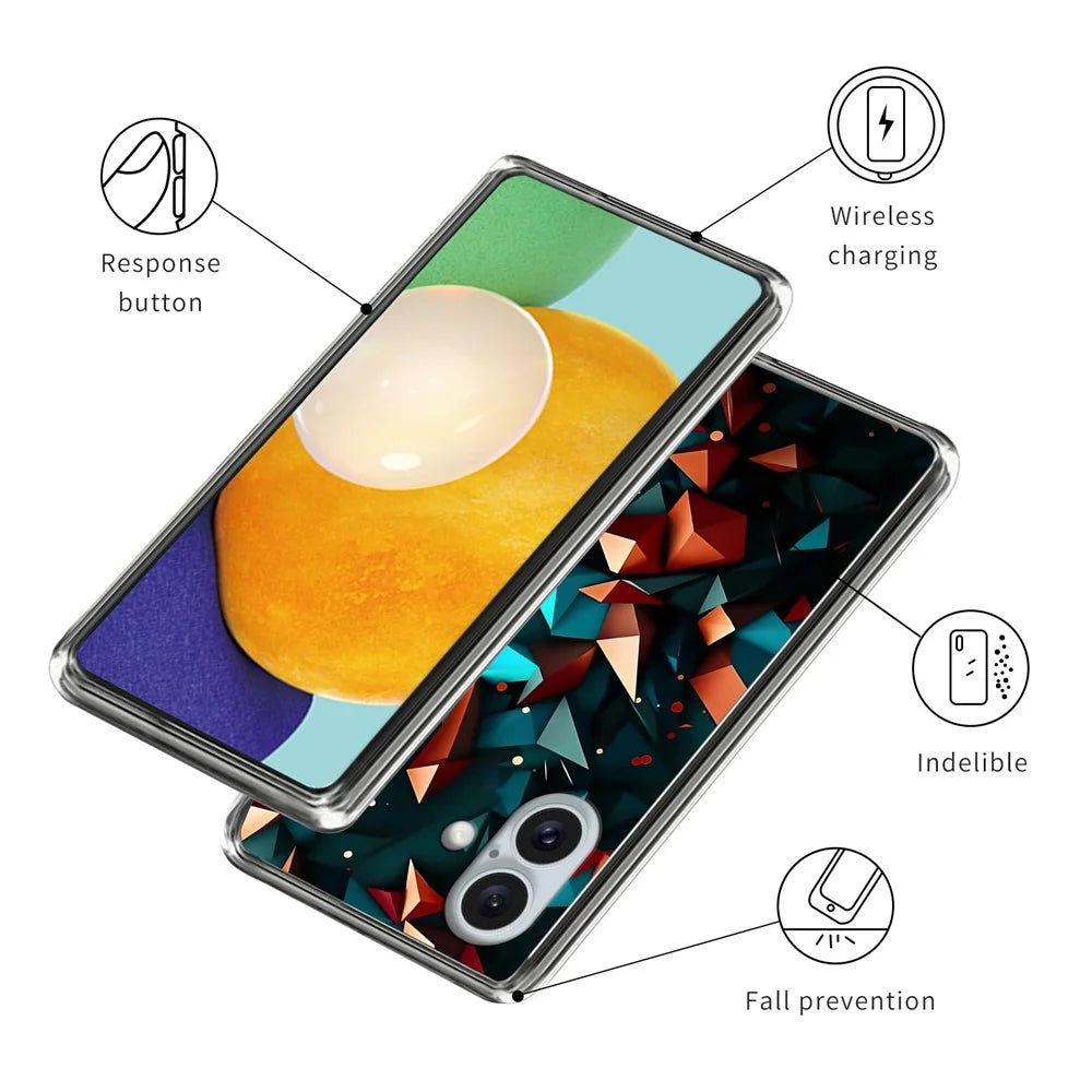 For iPhone 16 Case Shock-Absorbent TPU Pattern Printed Phone Cover - Style A - 3