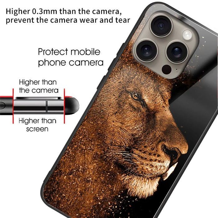 For iPhone 16 Pro Max Case Tempered Glass TPU Drop-Proof Phone Cover Pattern Printing - Style A - 2