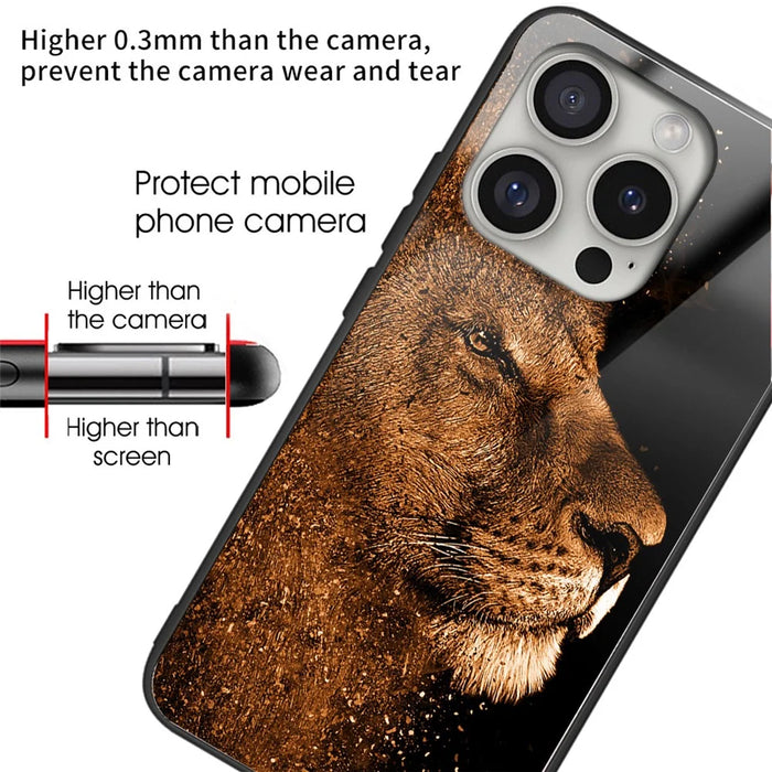 For iPhone 16 Pro Case Tempered Glass TPU Drop-Proof Phone Cover Pattern Printing - Style A - 2