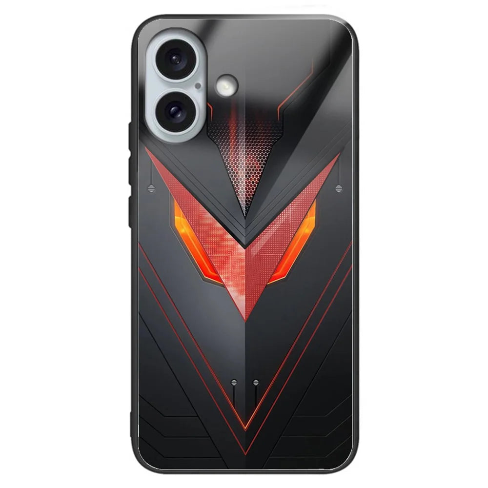For iPhone 16 Case Tempered Glass TPU Drop-Proof Phone Cover Pattern Printing - Style B - 1