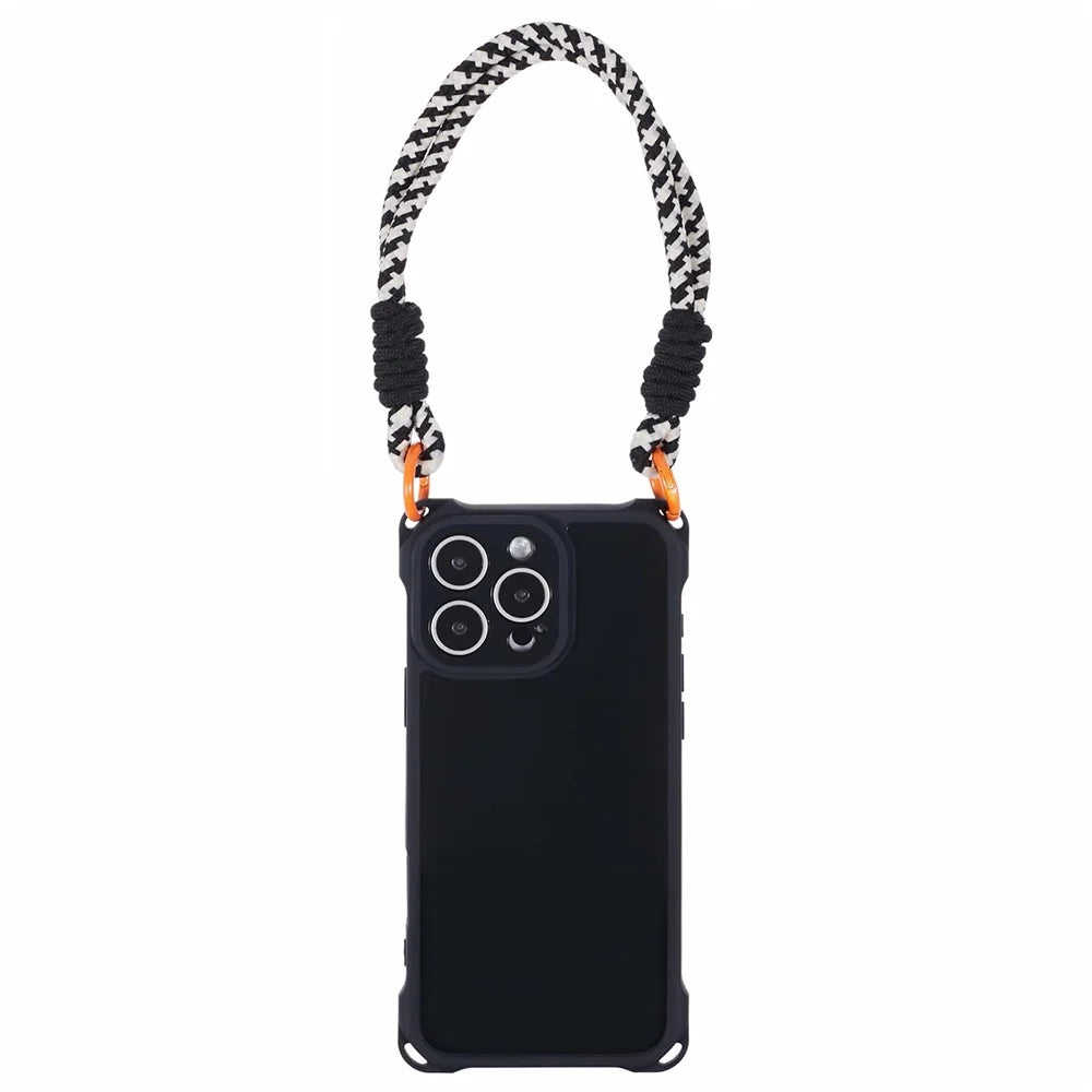 For iPhone 16 Pro Max Case Reinforced Corner Shockproof TPU Phone Cover with Wrist Strap - Black - 3