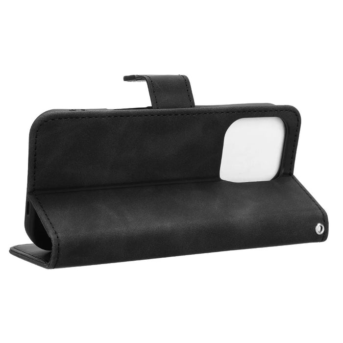 For iPhone 16 Pro Leather Case Skin-Feel Anti-Drop Wallet Flip Phone Cover - Black - 3
