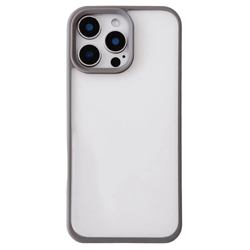 For iPhone 16 Pro Max Case TPU+PC Crystal Clear Back Cover with Lanyard Holes - Grey - 1