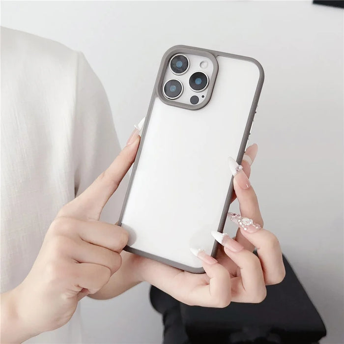 For iPhone 16 Pro Max Case TPU+PC Crystal Clear Back Cover with Lanyard Holes - Grey - 3