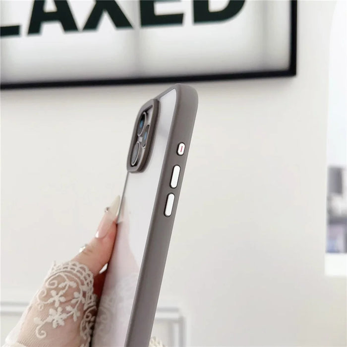 For iPhone 16 Pro Max Case TPU+PC Crystal Clear Back Cover with Lanyard Holes - Grey - 5