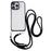 For iPhone 16 Pro Max Case TPU+PC Crystal Clear Back Cover with Lanyard - Black - 1