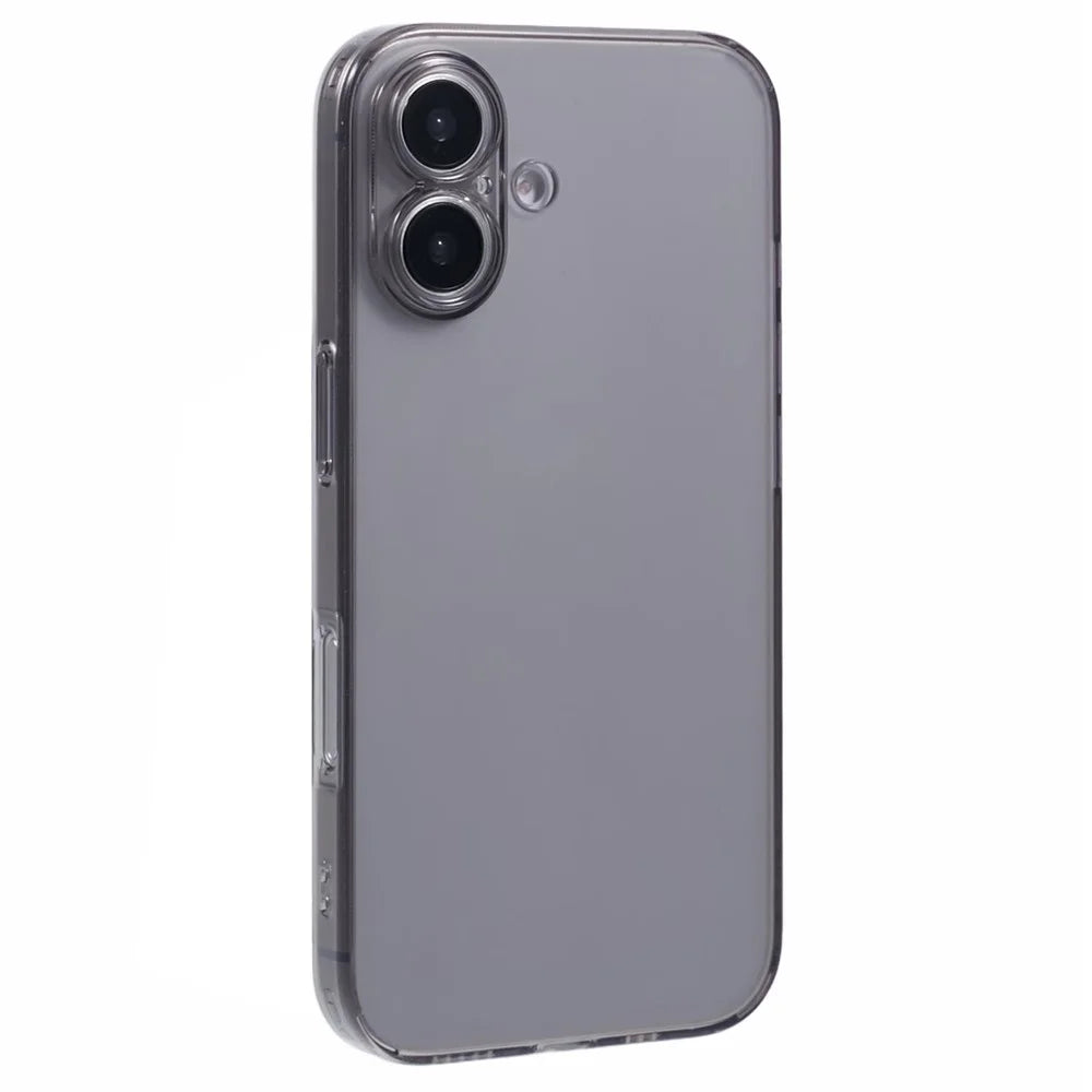 X-LEVEL For iPhone 16 Case Precise Cutout Matte Tempered Glass+TPU Phone Cover - Transparent Black - 1