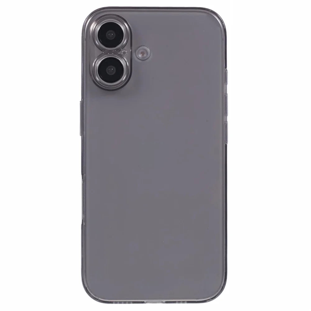 X-LEVEL For iPhone 16 Case Precise Cutout Matte Tempered Glass+TPU Phone Cover - Transparent Black - 3