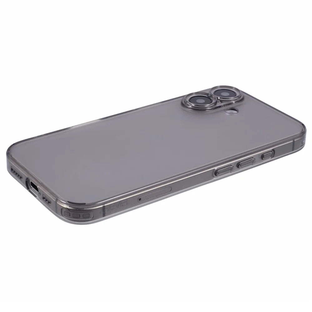 X-LEVEL For iPhone 16 Case Precise Cutout Matte Tempered Glass+TPU Phone Cover - Transparent Black - 4