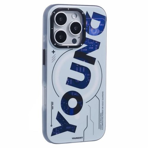 YOUNGKIT Future Series for iPhone 16 Pro Case Compatible with MagSafe IMD TPU Anti-Scratch Cover - Silver - 1