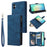 For Samsung Galaxy A06 4G Case Zipper Wallet Multiple Card Slots Leather Phone Cover - Blue - 1