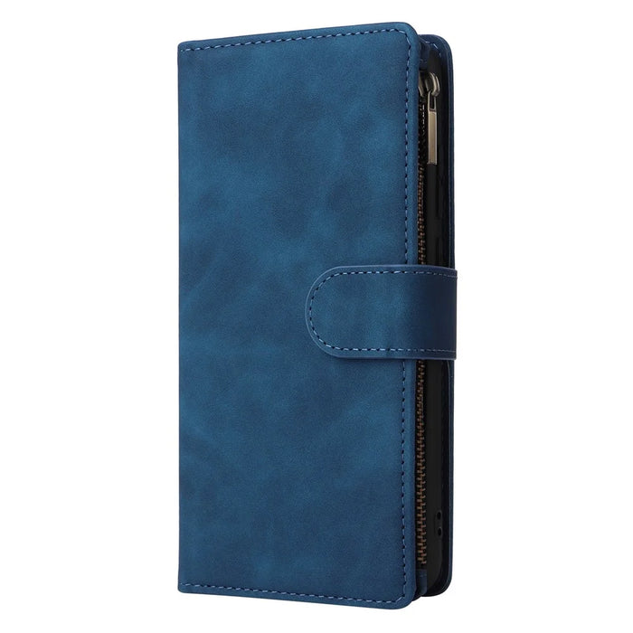 For Samsung Galaxy A06 4G Case Zipper Wallet Multiple Card Slots Leather Phone Cover - Blue - 7