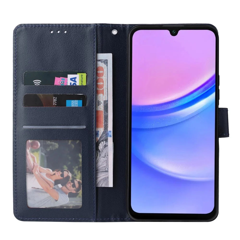 For Samsung Galaxy A16 5G / A16 4G Case Wallet Stand View PU Leather Phone Cover - Blue - 4