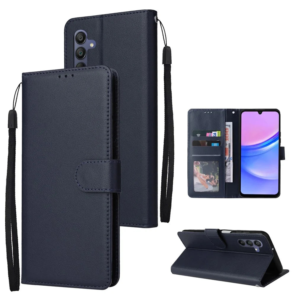 For Samsung Galaxy A16 5G / A16 4G Case Wallet Stand View PU Leather Phone Cover - Blue - 5
