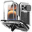R-JUST For iPhone 16 Pro Max Kickstand Case Silicone+Metal+PC+Tempered Glass Screen Film Phone Cover - Silver - 1