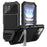 R-JUST For iPhone 16 Pro Max Case PC+Silicone+Metal Kickstand Phone Cover with Tempered Glass Film - Black - 1