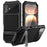R-JUST For iPhone 16 Plus Case PC+Silicone+Metal Kickstand Phone Cover with Tempered Glass Film - Black - 1