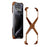 For iPhone 16 Bumper Case No Frame Aluminium Alloy X-Shape Phone Cover - Coffee - 1