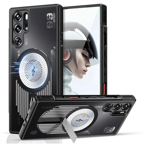 For ZTE nubia Red Magic 9S Pro+ 5G / 9S Pro 5G / 9 Pro+ 5G / 9 Pro 5G Magnetic Case Heat Dissipation Kickstand Silicone+PC Cover - Black - 1