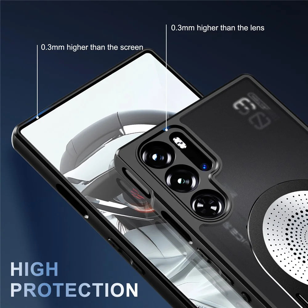 For ZTE nubia Red Magic 9S Pro+ 5G / 9S Pro 5G / 9 Pro+ 5G / 9 Pro 5G Magnetic Case Heat Dissipation Kickstand Silicone+PC Cover - Black - 5