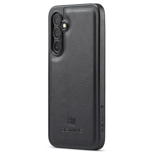 DG.MING For Samsung Galaxy S24 FE Case Anti-Drop Leather Coated PC+TPU Phone Back Cover - Black - 1