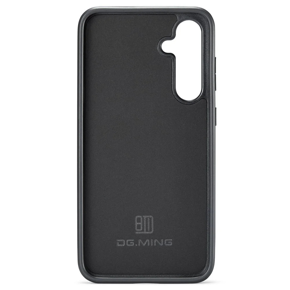 DG.MING For Samsung Galaxy S24 FE Case Anti-Drop Leather Coated PC+TPU Phone Back Cover - Black - 3