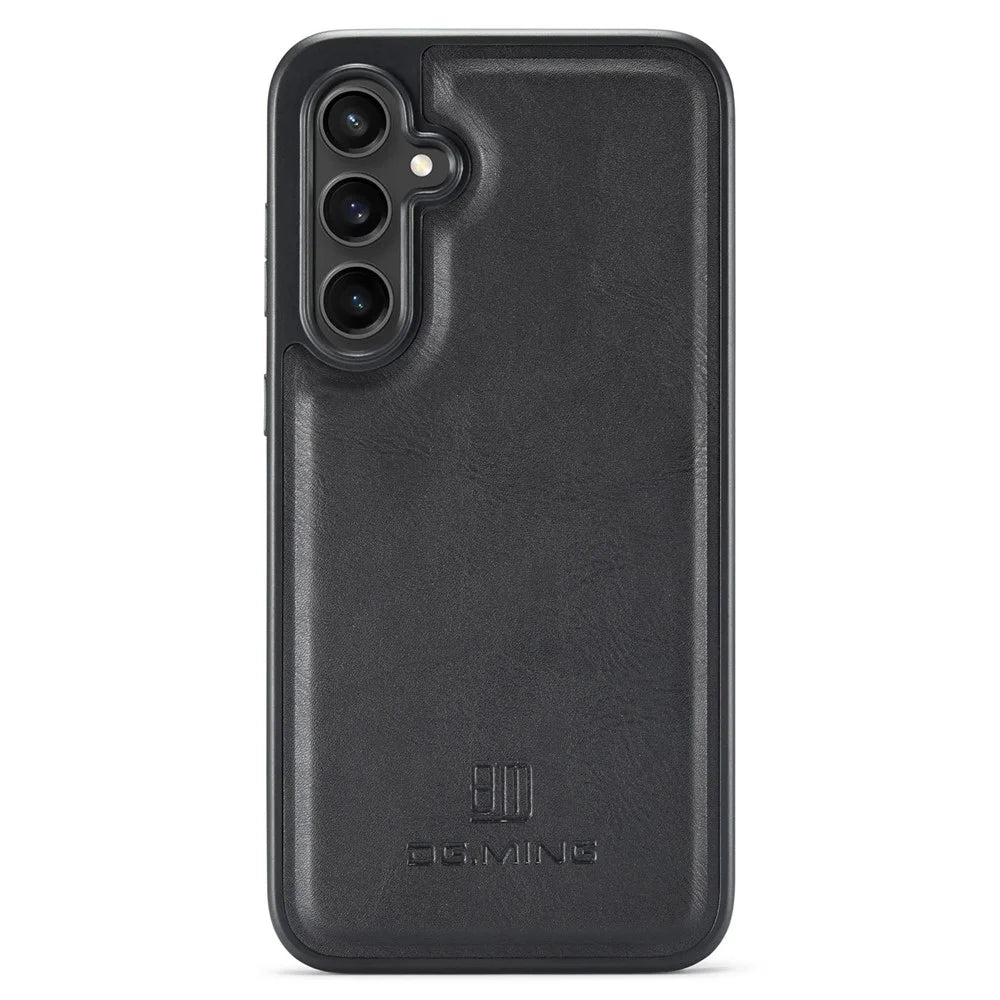 DG.MING For Samsung Galaxy S24 FE Case Anti-Drop Leather Coated PC+TPU Phone Back Cover - Black - 4