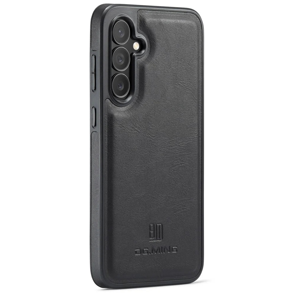 DG.MING For Samsung Galaxy S24 FE Case Anti-Drop Leather Coated PC+TPU Phone Back Cover - Black - 5