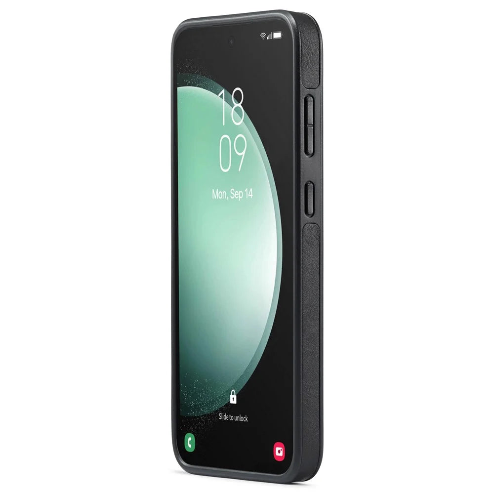 DG.MING For Samsung Galaxy S24 FE Case Anti-Drop Leather Coated PC+TPU Phone Back Cover - Black - 6