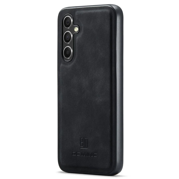 DG.MING For Samsung Galaxy S24 FE Case PU Leather Covered PC+TPU Hybrid Phone Shell - Black - 2