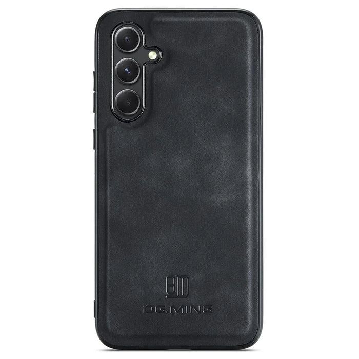 DG.MING For Samsung Galaxy S24 FE Case PU Leather Covered PC+TPU Hybrid Phone Shell - Black - 4