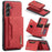 DG.MING M2 Series for Samsung Galaxy S24 FE Case PU+PC+TPU Phone Cover Detachable Wallet - Red - 1
