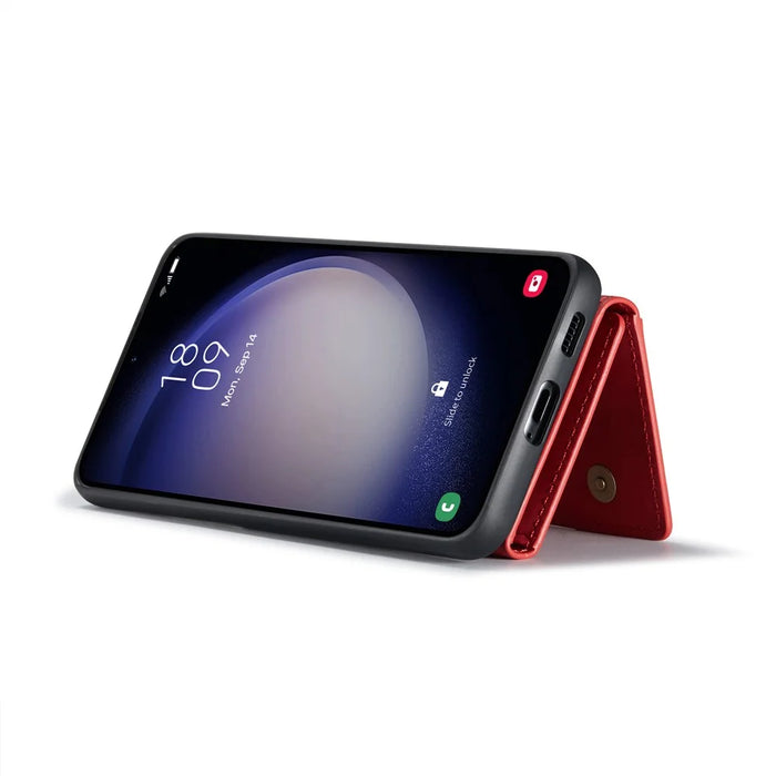 DG.MING M2 Series for Samsung Galaxy S24 FE Case PU+PC+TPU Phone Cover Detachable Wallet - Red - 2