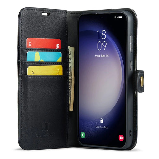 DG.MING for Samsung Galaxy S24 FE Case Detachable Split Leather Phone Cover - Black - 2
