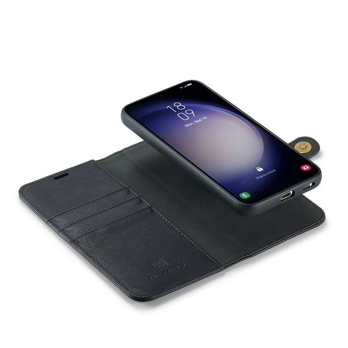 DG.MING for Samsung Galaxy S24 FE Case Detachable Split Leather Phone Cover - Black - 3