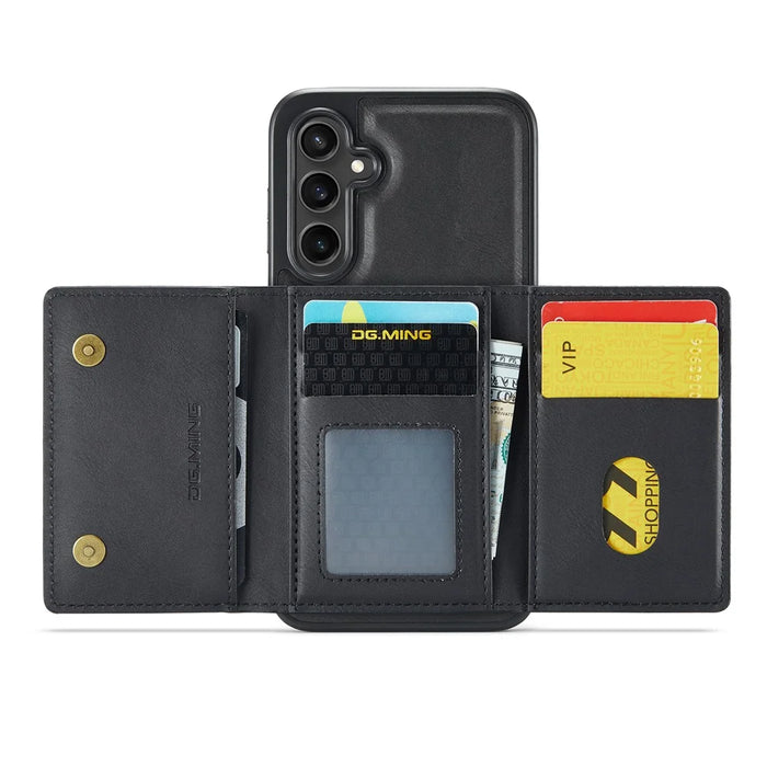 DG.MING M5 Series For Samsung Galaxy S24 FE Case Detachable Magnetic Leather Phone Cover with Card Slots - Black - 2