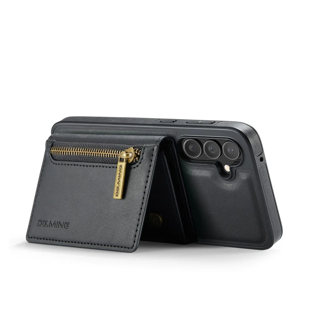 DG.MING M5 Series For Samsung Galaxy S24 FE Case Detachable Magnetic Leather Phone Cover with Card Slots - Black - 3