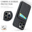 FIERRE SHANN 023 For iPhone 16 Pro Case Card Holder Kickstand Leather RFID Blocking Back Cover - Black - 6
