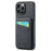 FIERRE SHANN 023 For iPhone 16 Pro Max Case Card Holder Kickstand Leather RFID Blocking Back Cover - Black - 2