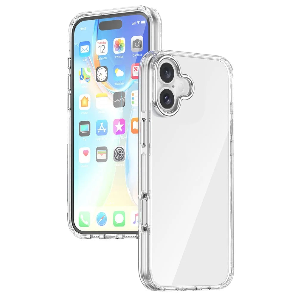 For iPhone 16 Plus Case Airbag Design PC+TPU Clear Protective Phone Cover - 5