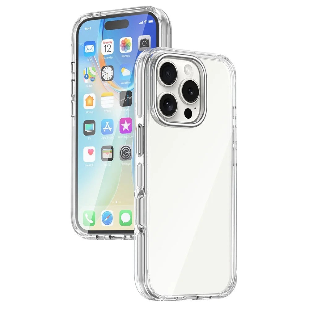 For iPhone 16 Pro Max Case Airbag Design PC+TPU Clear Protective Phone Cover - 7
