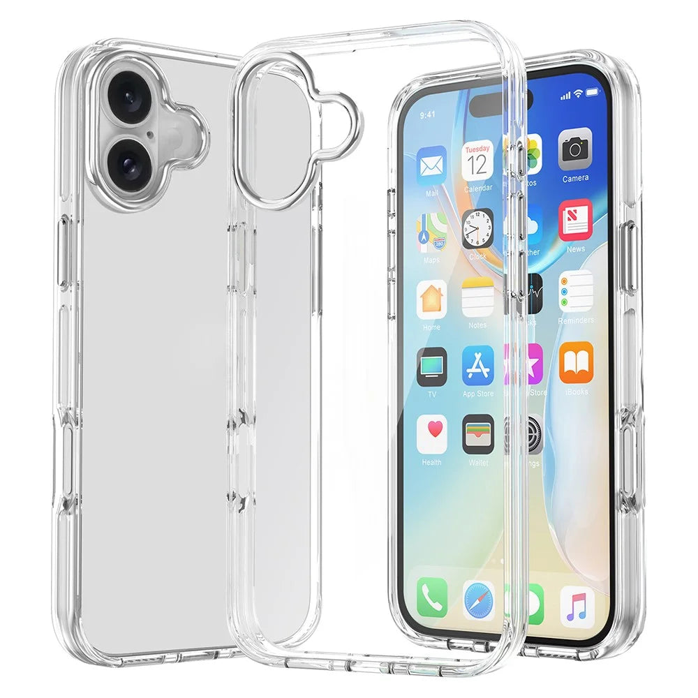 For iPhone 16 Case Airbag Design PC+TPU Clear Protective Phone Cover - 4