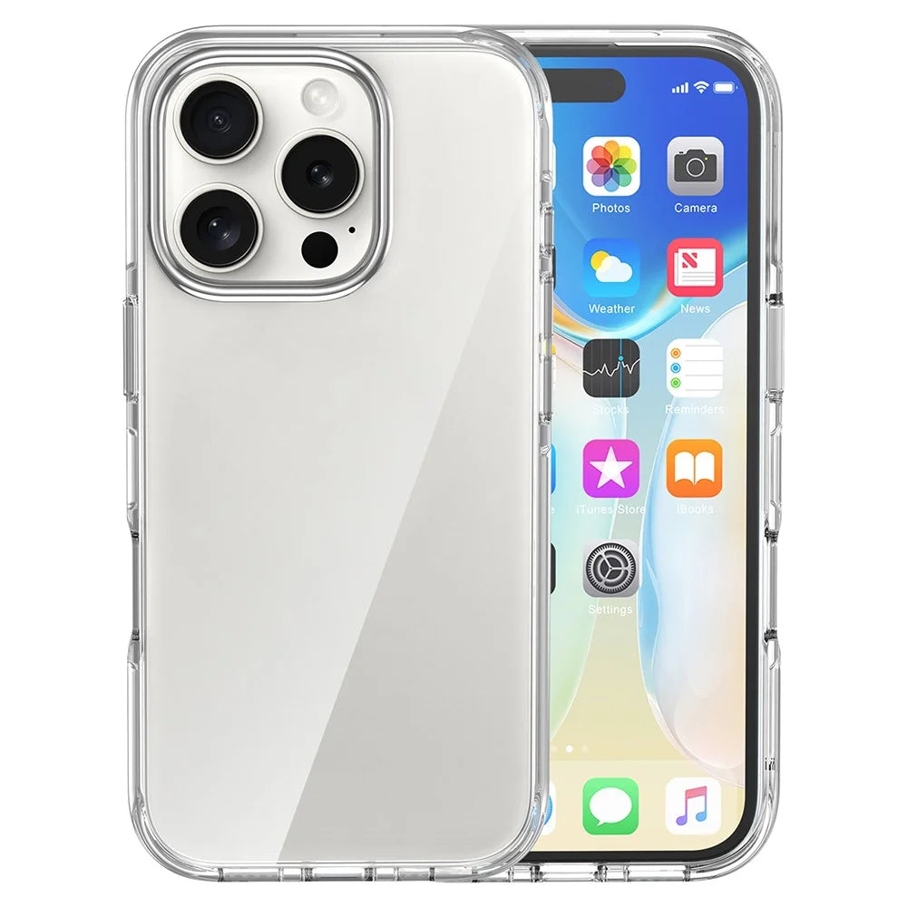 For iPhone 16 Pro Case Airbag Design PC+TPU Clear Protective Phone Cover - 1